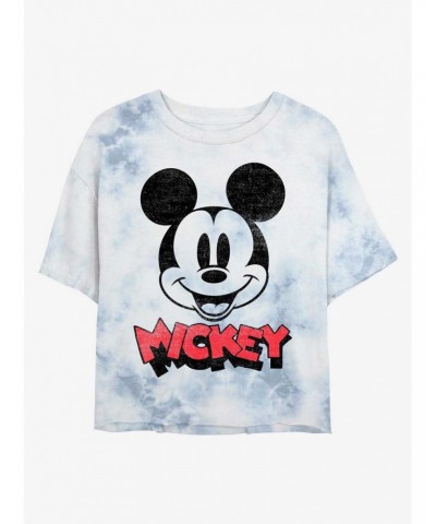 Disney Mickey Mouse Heads Up Tie-Dye Girls Crop T-Shirt $9.25 T-Shirts