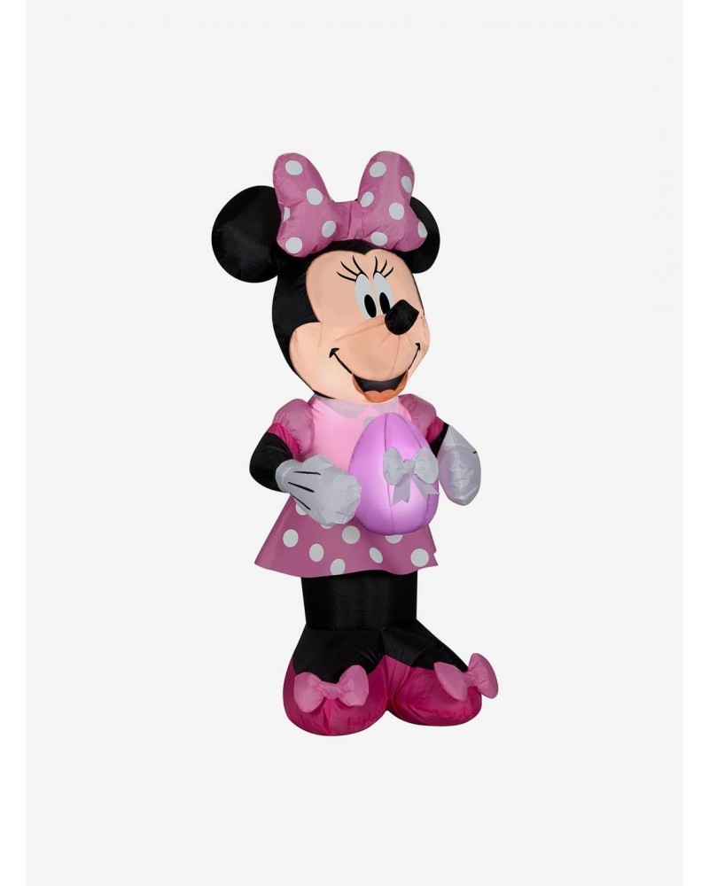 Disney Minnie Mouse Easter Minnie Mouse In Pink Polka Dot Dress With Egg Airblown $22.01 Merchandises