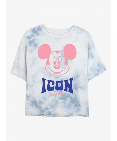 Disney Mickey Mouse Mickey Icon Tie-Dye Girls Crop T-Shirt $8.32 T-Shirts