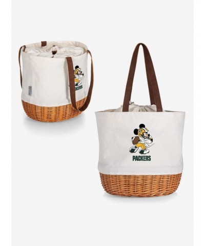 Disney Mickey Mouse NFL Green Bay Packers Canvas Willow Basket Tote $24.01 Totes