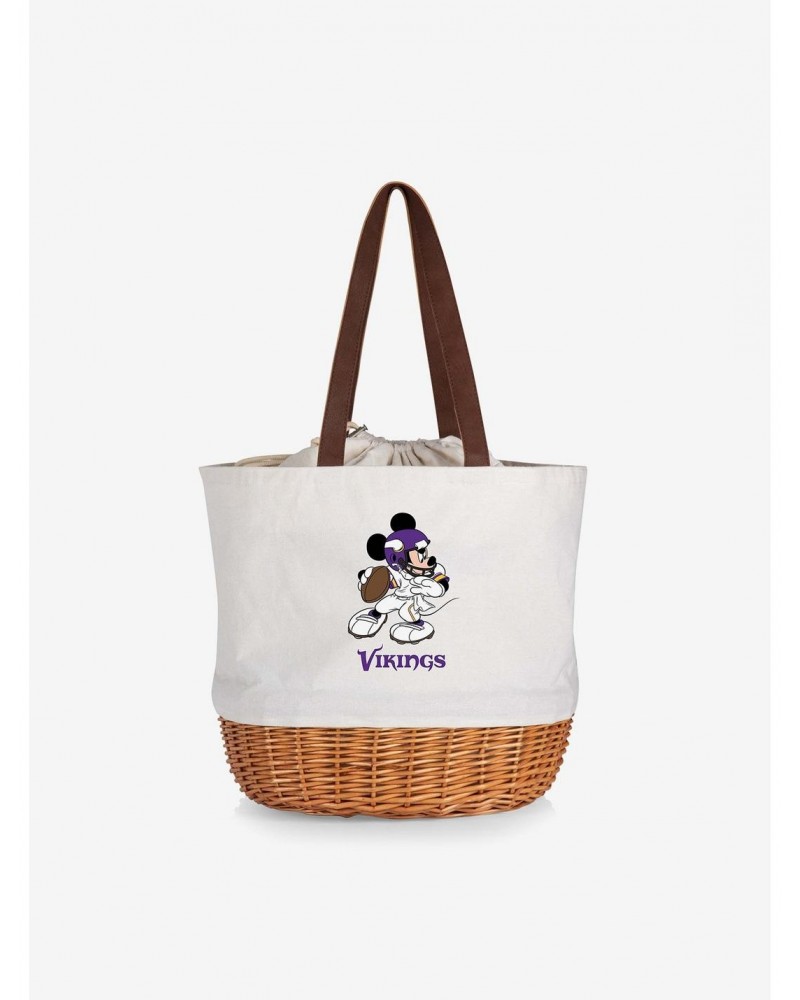 Disney Mickey Mouse NFL Minnesota Vikings Canvas Willow Basket Tote $24.66 Totes