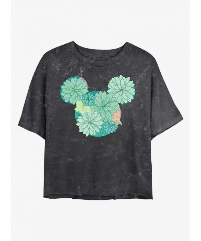 Disney Mickey Mouse Succulents Mineral Wash Crop Girls T-Shirt $11.56 T-Shirts
