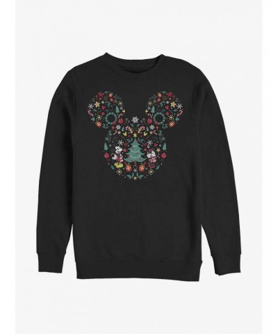 Disney Mickey Mouse Holiday Icon Ear Fill Crew Sweatshirt $9.74 Sweatshirts