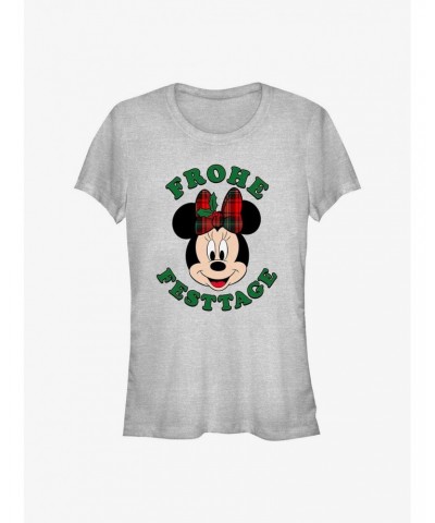 Disney Minnie Mouse Frohe Festtage Happy Holidays in German Girls T-Shirt $6.18 T-Shirts