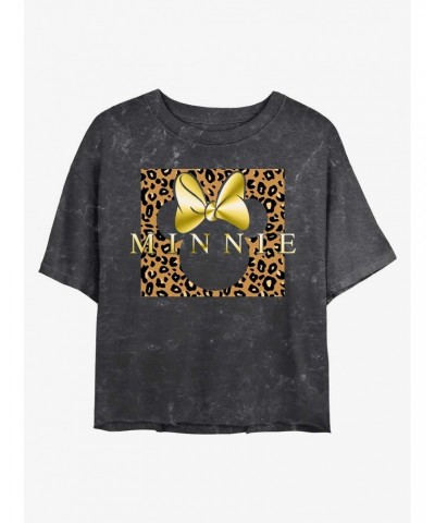 Disney Minnie Mouse Leopard Minnie Mineral Wash Crop Girls T-Shirt $11.33 T-Shirts