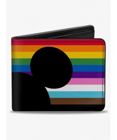 Disney Mickey Mouse Pride Ears Icon Inclusion Rainbow Stripe Bifold Wallet $9.20 Wallets