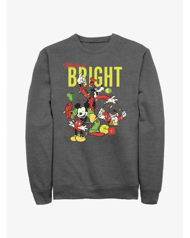 Disney Mickey Mouse Bright Christmas Mickey, Goofy, and Donald Sweatshirt $12.10 Sweatshirts