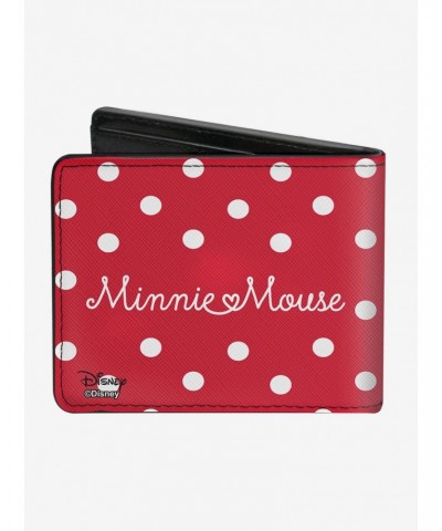 Disney Minnie Mouse Face Script Polka Dots Bi-Fold Wallet $7.37 Wallets