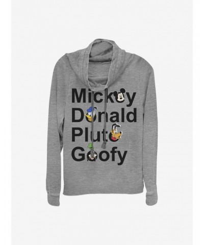 Disney Mickey And Friends Names Cowlneck Long-Sleeve Girls Top $11.85 Tops