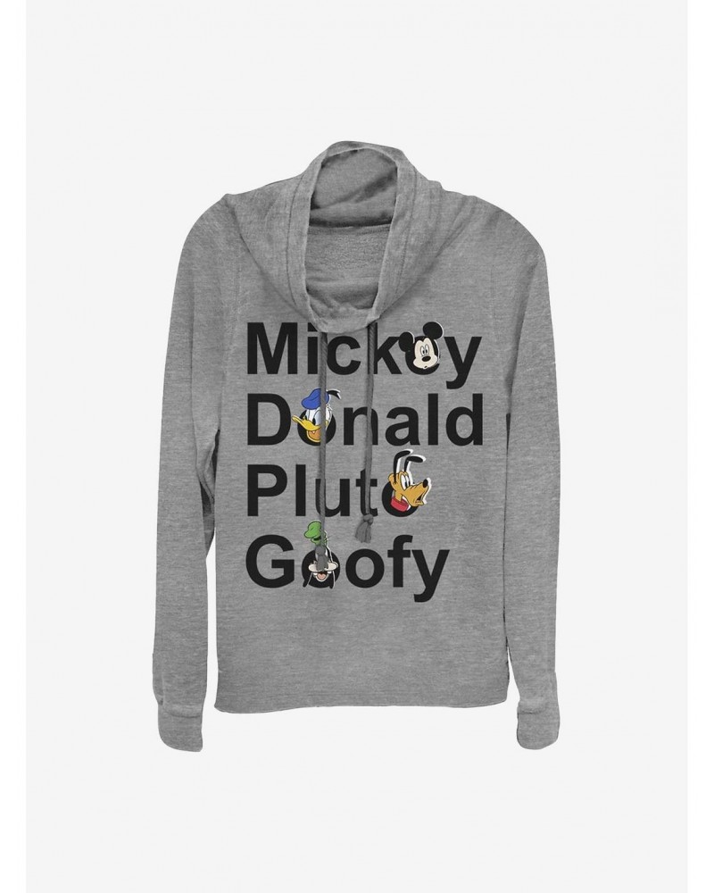 Disney Mickey And Friends Names Cowlneck Long-Sleeve Girls Top $11.85 Tops