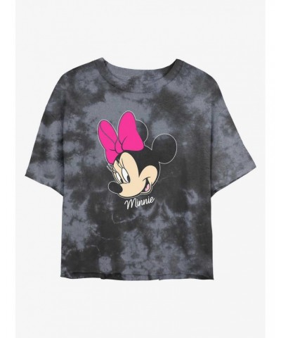 Disney Minnie Mouse Big Face Tie-Dye Girls Crop T-Shirt $9.71 T-Shirts