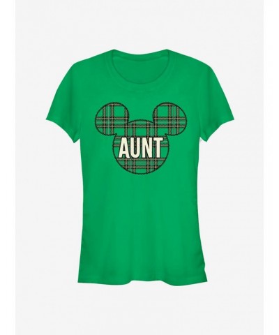 Disney Mickey Mouse Head Plaid Aunt Classic Girls T-Shirt $9.96 T-Shirts