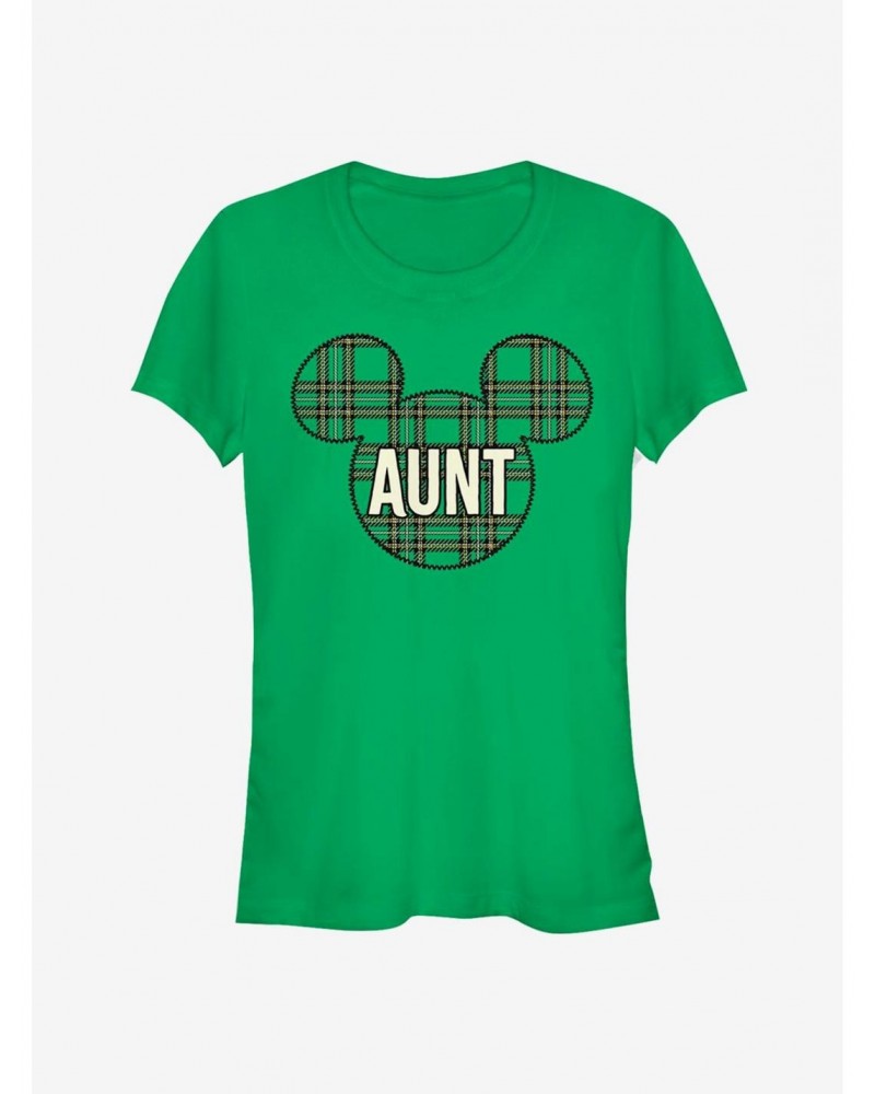 Disney Mickey Mouse Head Plaid Aunt Classic Girls T-Shirt $9.96 T-Shirts