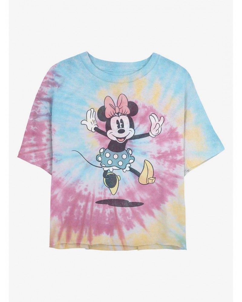 Disney Minnie Mouse Minnie Jump Tie Dye Crop Girls T-Shirt $7.10 T-Shirts