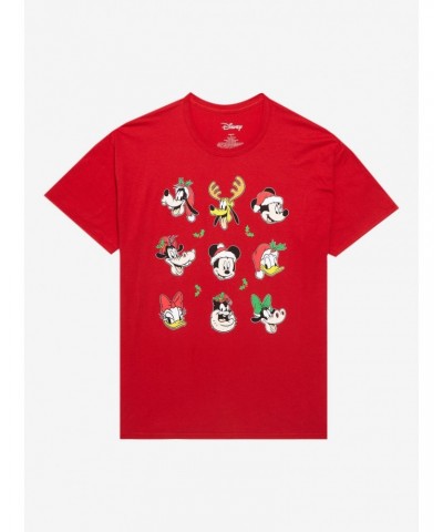 Disney Mickey Mouse And Friends Holiday Grid Boyfriend Fit Girls T-Shirt $4.44 T-Shirts
