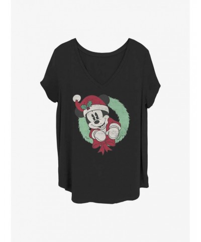 Disney Mickey Mouse Mickey Wreath Girls T-Shirt Plus Size $9.94 T-Shirts
