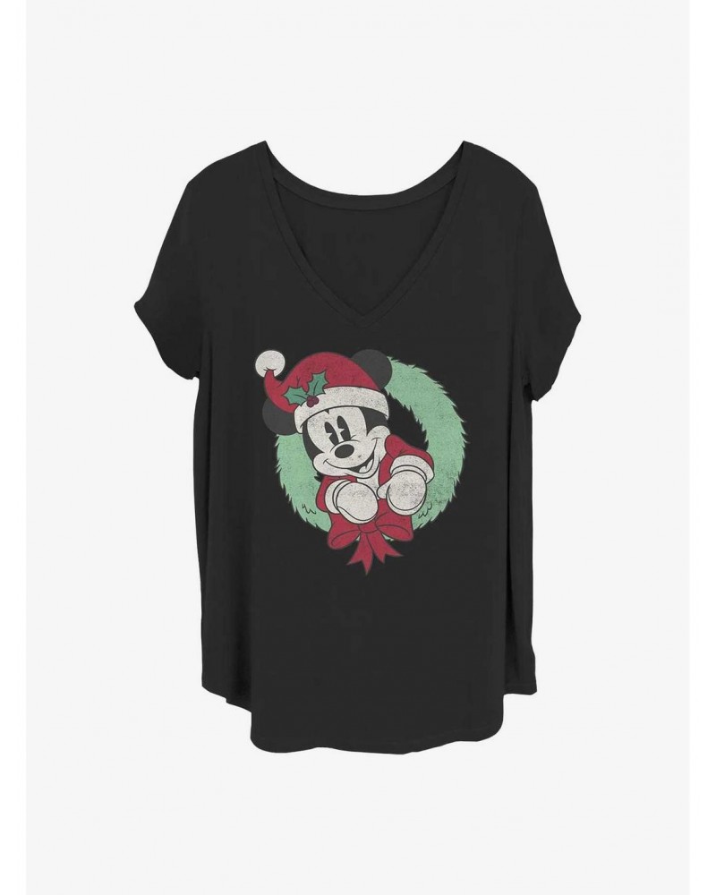 Disney Mickey Mouse Mickey Wreath Girls T-Shirt Plus Size $9.94 T-Shirts