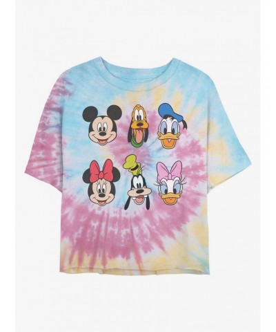 Disney Mickey Mouse Friends Faces Tie Dye Crop Girls T-Shirt $10.76 T-Shirts