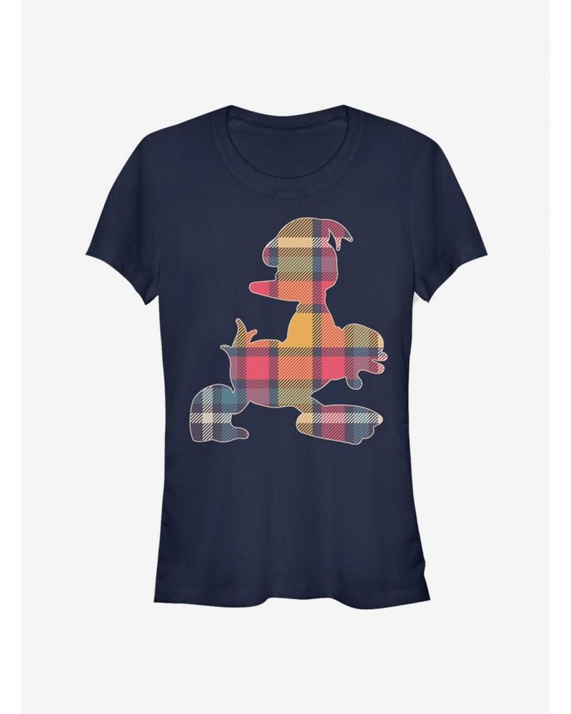 Disney Donald Duck Plaid Outline Classic Girls T-Shirt $7.17 T-Shirts