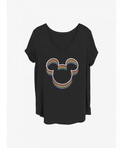 Disney Mickey Mouse Rainbow Ears Girls T-Shirt Plus Size $10.64 T-Shirts