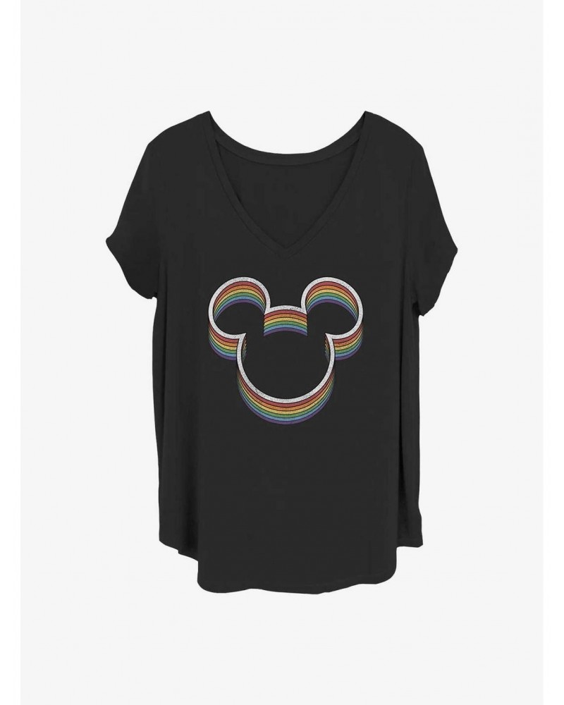 Disney Mickey Mouse Rainbow Ears Girls T-Shirt Plus Size $10.64 T-Shirts