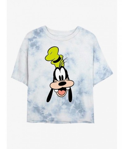 Disney Mickey Mouse Goofy Big Face Tie-Dye Girls Crop T-Shirt $7.63 T-Shirts