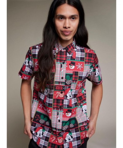 Our Universe Disney Holiday Gift Wrap Patchwork Woven Button-Up $7.74 Button-Up