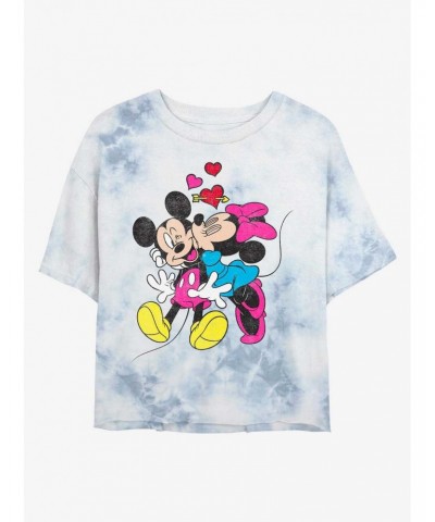 Disney Mickey Mouse Loves and Kisses Tie-Dye Girls Crop T-Shirt $7.17 T-Shirts