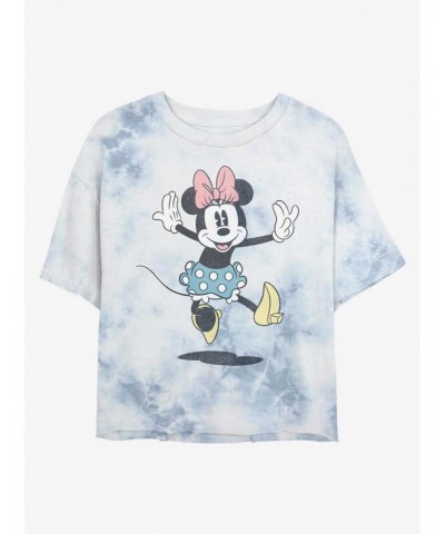 Disney Minnie Mouse Minnie Jump Tie-Dye Girls Crop T-Shirt $8.09 T-Shirts