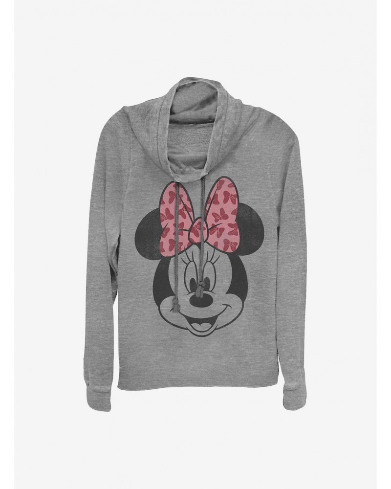 Disney Minnie Mouse Modern Minnie Face Cowlneck Long-Sleeve Girls Top $16.16 Tops