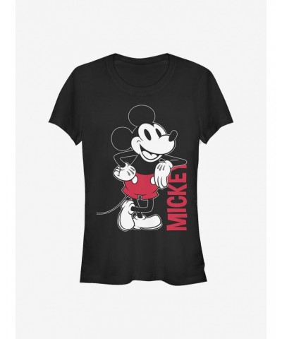 Disney Mickey Mouse Mickey Leaning Girls T-Shirt $7.77 T-Shirts