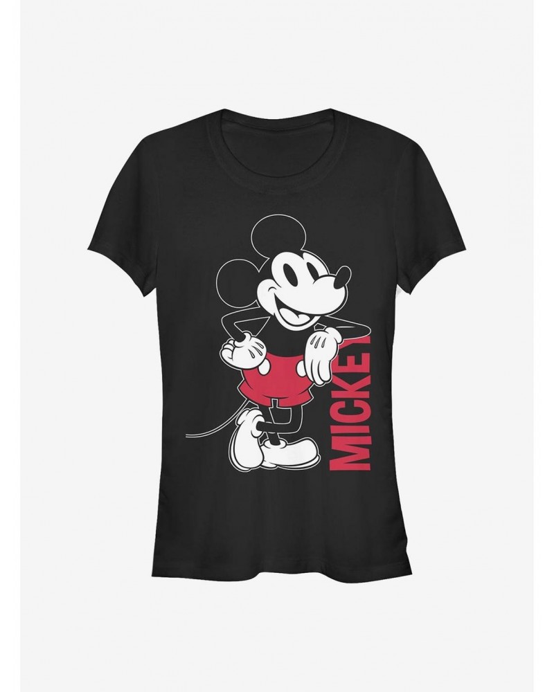 Disney Mickey Mouse Mickey Leaning Girls T-Shirt $7.77 T-Shirts