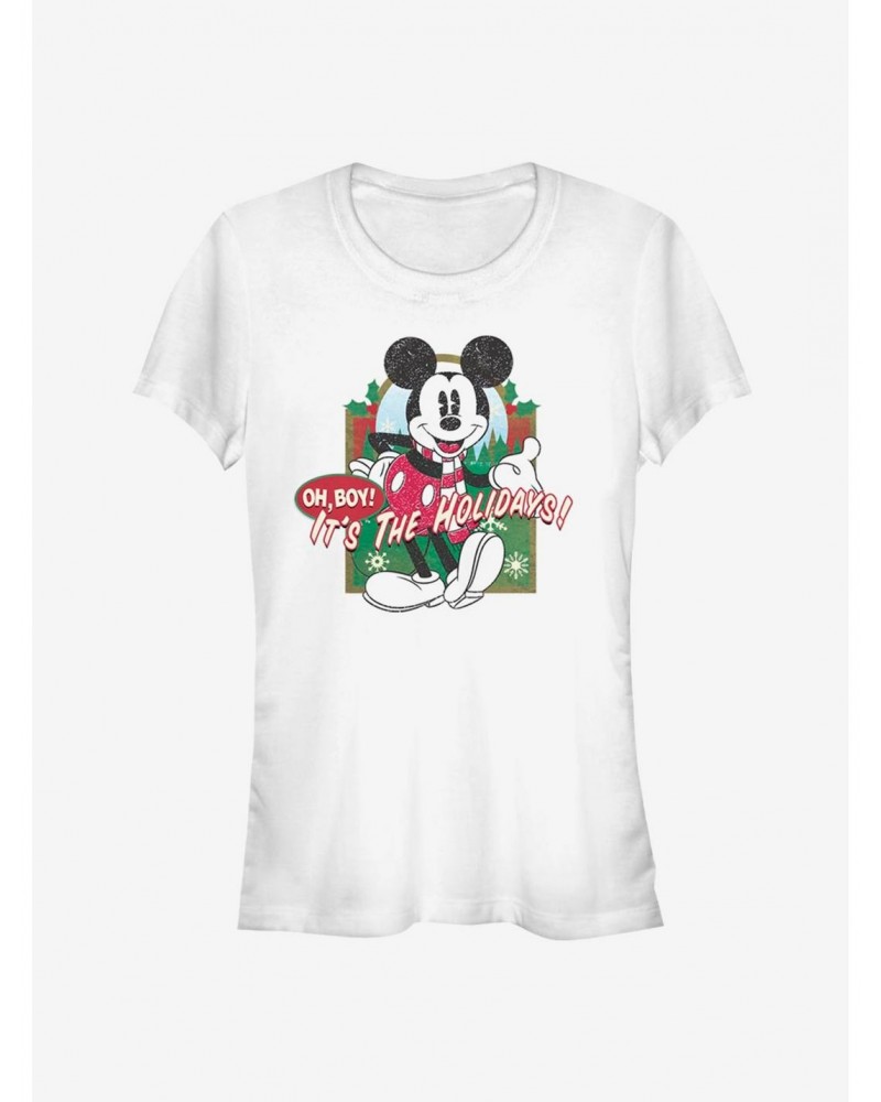 Disney Mickey Mouse Oh Boy It's The Holidays! Classic Girls T-Shirt $6.18 T-Shirts