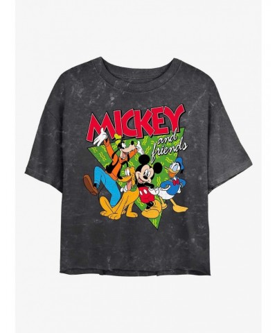 Disney Mickey Mouse Funky Bunch Mineral Wash Crop Girls T-Shirt $9.02 T-Shirts