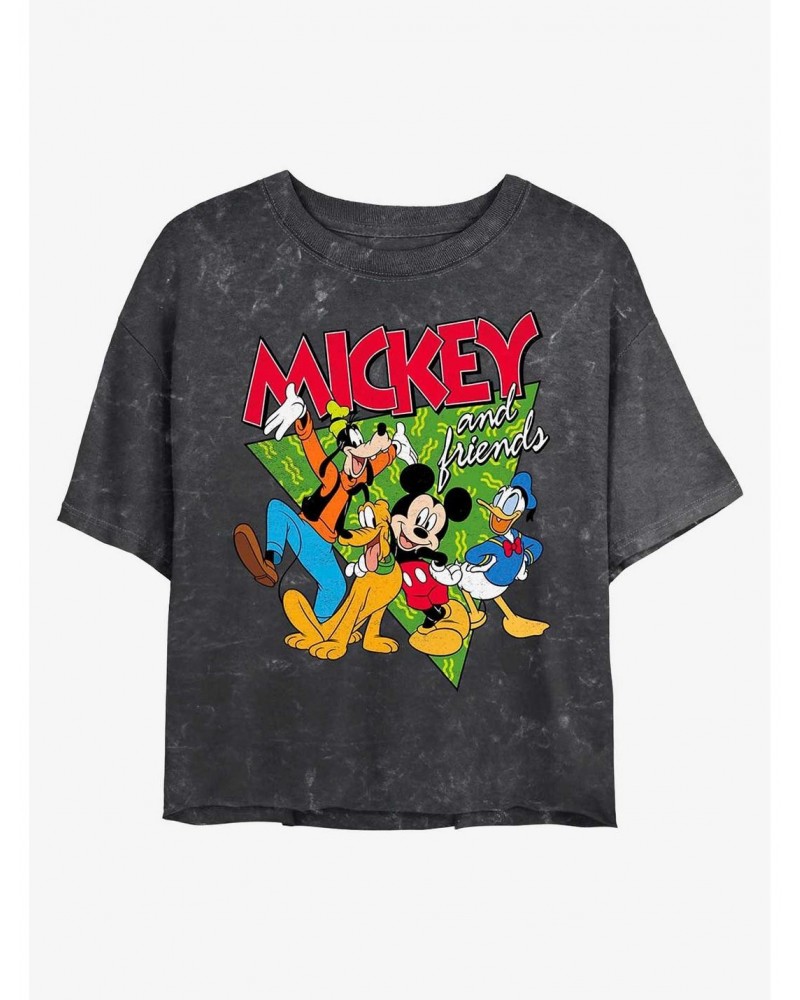 Disney Mickey Mouse Funky Bunch Mineral Wash Crop Girls T-Shirt $9.02 T-Shirts