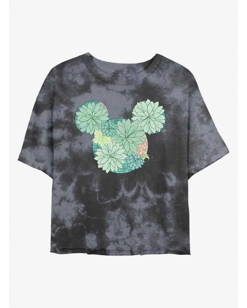 Disney Mickey Mouse Succulents Tie-Dye Girls Crop T-Shirt $7.40 T-Shirts