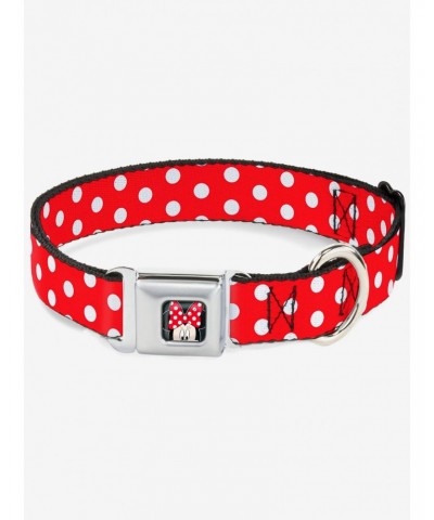 Disney Minnie Mouse Polka Dots Dog Collar Seatbelt Buckle Red White $10.76 Merchandises