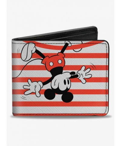 Disney Mickey Mouse Upside Down Pose Stripe Bifold Wallet $6.27 Wallets
