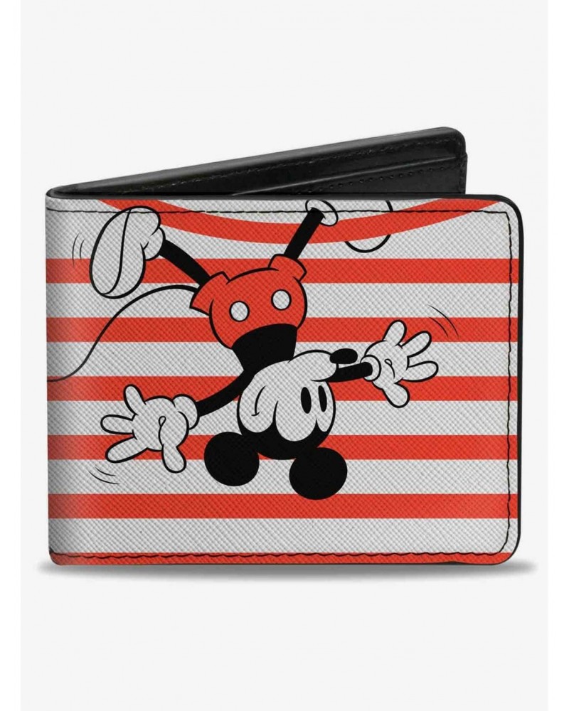 Disney Mickey Mouse Upside Down Pose Stripe Bifold Wallet $6.27 Wallets