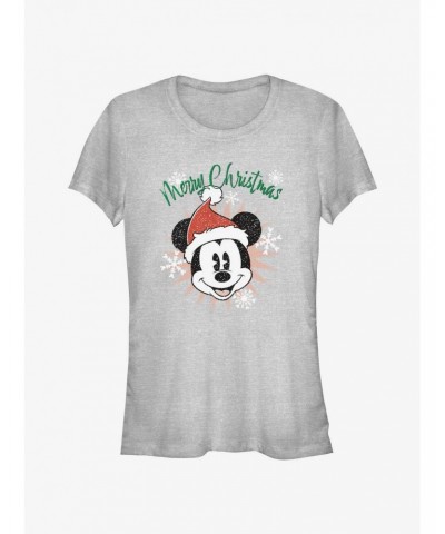 Disney Mickey Mouse Snowflakes Santa Mickey Girls T-Shirt $9.96 T-Shirts