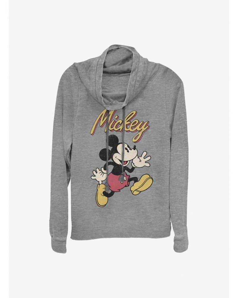 Disney Mickey Mouse Vintage Mickey Cowlneck Long-Sleeve Girls Top $12.57 Tops