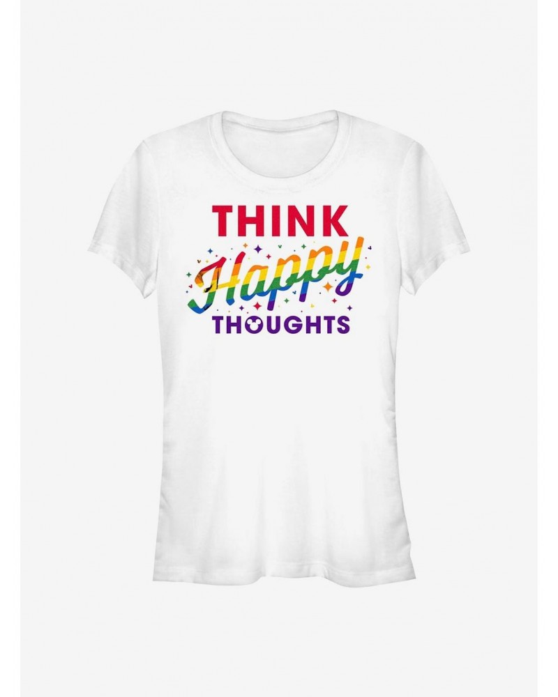 Disney Mickey Mouse Rainbow Think Happy Thoughts T-Shirt $7.77 T-Shirts