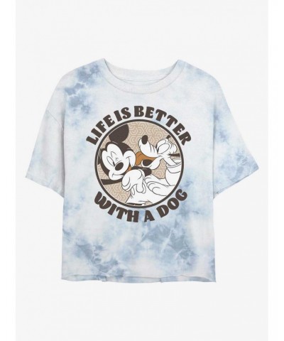 Disney Mickey Mouse Dog Life Tie-Dye Girls Crop T-Shirt $11.10 T-Shirts