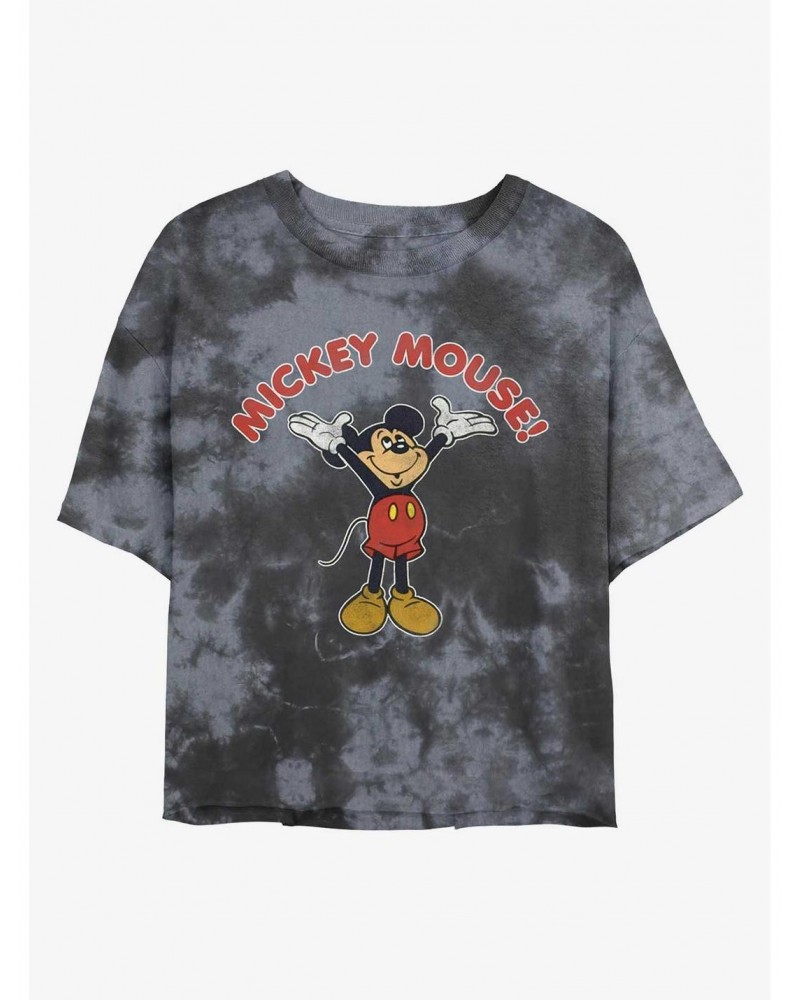 Disney Mickey Mouse Retro Mickey Tie-Dye Girls Crop T-Shirt $9.02 T-Shirts