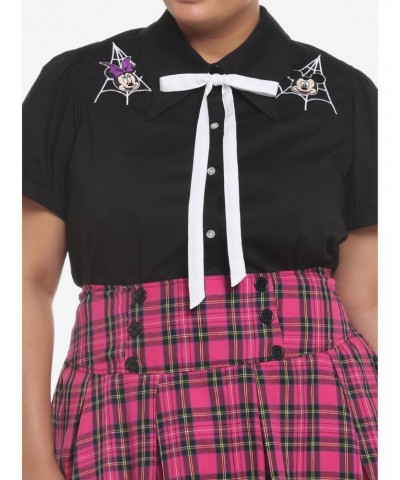 Her Universe Disney Halloween Bat Wing Collar Girls Woven Button-Up Plus Size $9.02 Button-Up