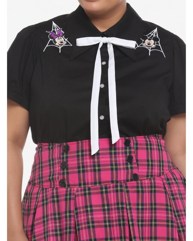 Her Universe Disney Halloween Bat Wing Collar Girls Woven Button-Up Plus Size $9.02 Button-Up