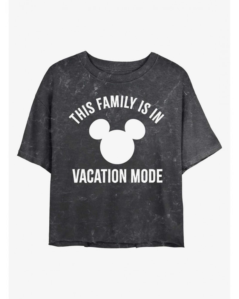 Disney Mickey Mouse Vacation Mode Mineral Wash Crop Girls T-Shirt $9.71 T-Shirts