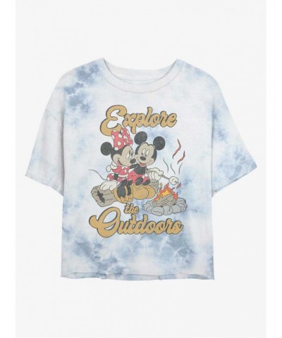 Disney Mickey Mouse Outdoors Campfire Tie-Dye Girls Crop T-Shirt $10.87 T-Shirts