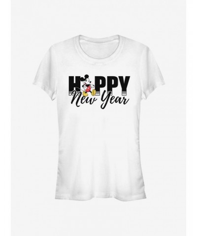 Disney Mickey Mouse Happy New Year Text Classic Girls T-Shirt $9.96 T-Shirts