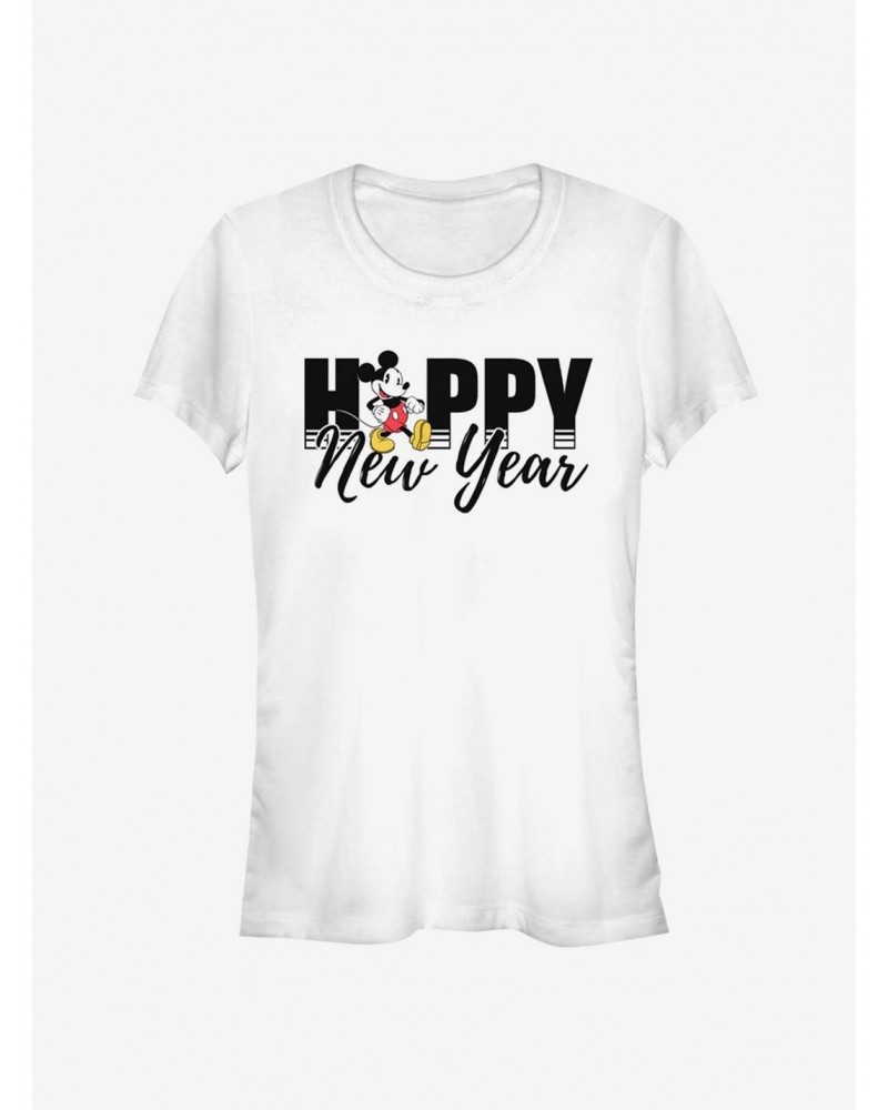 Disney Mickey Mouse Happy New Year Text Classic Girls T-Shirt $9.96 T-Shirts